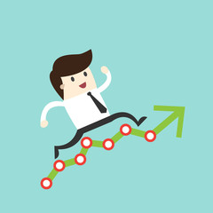Business man run over investment graph, financial savings long-term deposit investment .