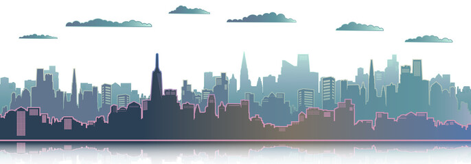 Obraz premium City skyscraper vector illustration background.