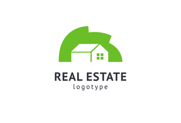 Abstract real estate agent logo icon vector design. Rent, sale of real estate vector logo, House cleaning, home security, real estate auction, grass cutting. Vector building logo concept.