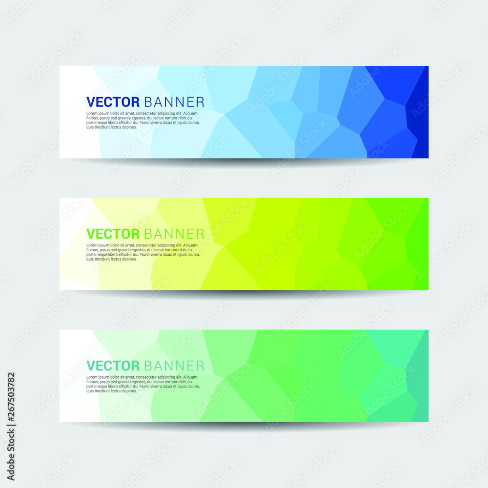 Wall mural set of multicolored abstract web banners with low poly design style. vector template design.