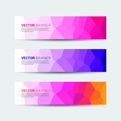 Set of multicolored abstract web banners with low poly design style. vector template design.