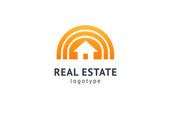 Abstract real estate agent logo icon vector design. Rent, sale of real estate vector logo, House cleaning, home security, real estate auction. Vector building logo concept.