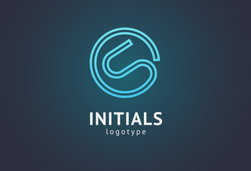 Monogram design elements, graceful template. Calligraphic elegant logo design. S logo. S line art monogram.