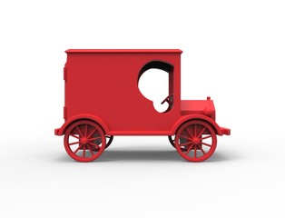 3D rendering illustration of a red classic vintage retro toy mail car isolated in white studio background