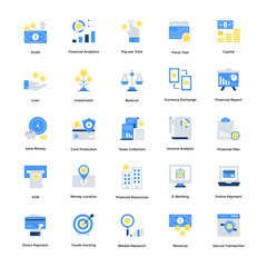 Flat Finance Icons Set