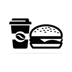 Hamburgers and Coffee icon.Vector concept illustration for design.