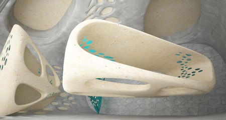 Empty abstract concrete and coquina smooth interior. Architectural background. 3D illustration and rendering