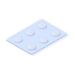 Pharmacy concept. Medicine icon flat isometric vector illustration