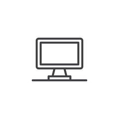 Computer monitor line icon. PC display linear style sign for mobile concept and web design. Desktop computer, screen outline vector icon. Symbol, logo illustration. Pixel perfect vector graphics