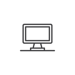Computer monitor line icon. PC display linear style sign for mobile concept and web design. Desktop computer, screen outline vector icon. Symbol, logo illustration. Pixel perfect vector graphics