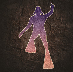 Silhouette of diver. Outline web icon of diver. The concept of sport diving.