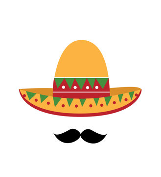 Sombrero and mustache icon template