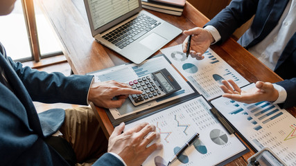 Business Corporate team brainstorming, Planning Strategy having a discussion Analysis investment...