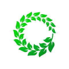 Green laurel wreath on white background. Vector Illustration