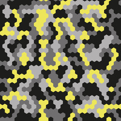 Abstract military or police camouflage background from black. gray and yellow colors.