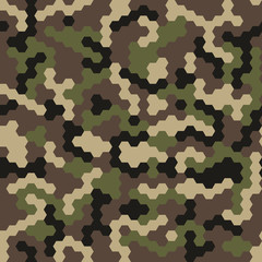 Seamless pattern. Abstract military or police camouflage background from classical camouflage colors.