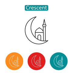 Arabic crescent outline icons set.