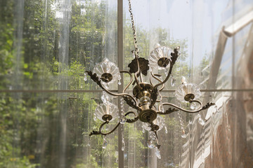 Interior decoration chandelier in greenhouse
