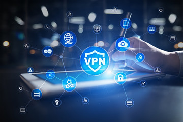 VPN Virtual Private network protocol. Cyber security and privacy connection technology. Anonymous...