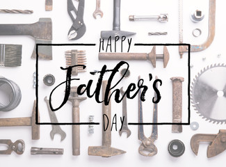 Fathers day greeting card concept. Flat lay.