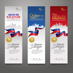 Set vertical banner design template. Happy Independence Day Philippines modern background