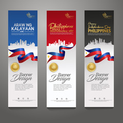 Set vertical banner design template. Happy Independence Day Philippines modern background