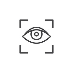 Eye scan line icon. linear style sign for mobile concept and web design. Focus visualization outline vector icon. Symbol, logo illustration. Pixel perfect vector graphics