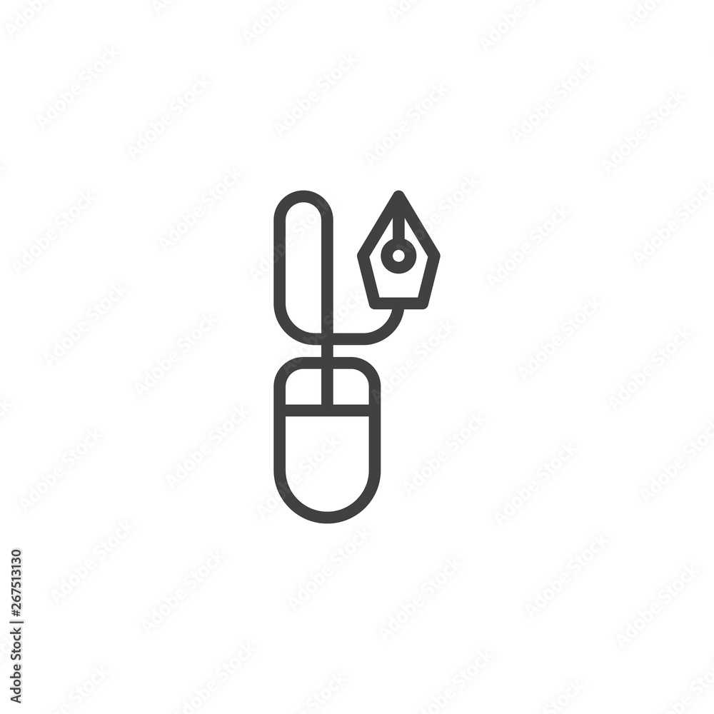 Fototapete pen tool line icon. linear style sign for mobile concept and web design. designer tool outline vecto