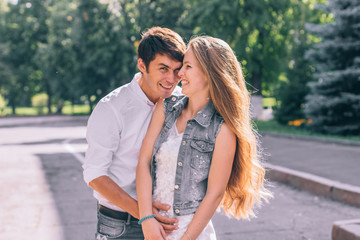 Stylish young funny hipster couple