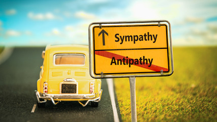 Fototapeta premium Street Sign to Sympathy versus Antipathy