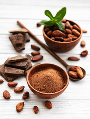 Cocoa powder and beans
