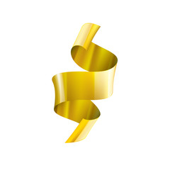 golden ribbon on white background. Vector illustration