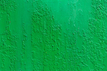 Rusty surface of green metal plate texture backdrop.