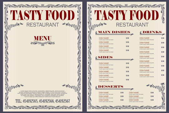Template cafe or restaurant menu.