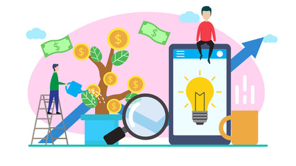 business investor creative illustration vector of graphic , small people business investor illustration vector , business investor online vector , vector flat illustration
