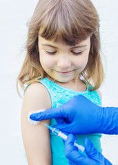 vaccination of children. An injection. Selective focus.