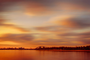 Fototapeta premium Sunset over Dnipro