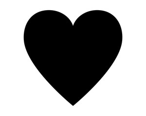Love heart vector icon black silhouette isolated on white background.