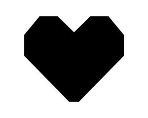 Love heart vector icon black silhouette isolated on white background.