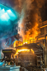 work process in metallurgical engineering at manufactory of steel plant  