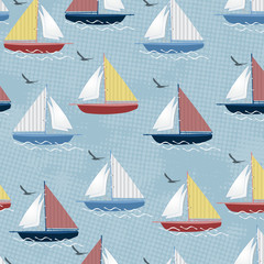 Sailboats and seagulls pattern texture design
