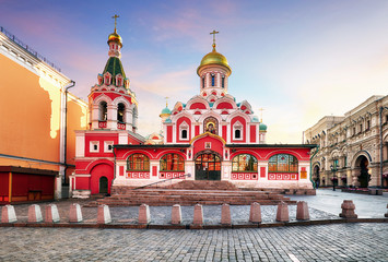 Moscow, Russia - Kazan cathedral on Red Square - obrazy, fototapety, plakaty