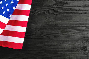 American flag on a black wooden