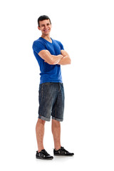 Full length portrait of young healthy sporty man