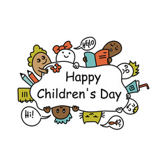 June 1. Children's day .Doodle Hand drawn vector illustrations,