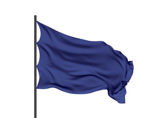 Blank blue waving flag. Vector illustration.