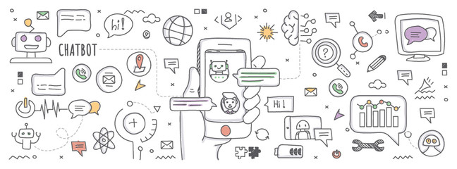 Chatbot in doodle illustration © Vectors Point