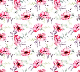 Beautiful pink anemones pattern