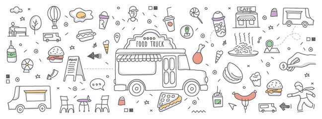 Doodle illustration of food truck