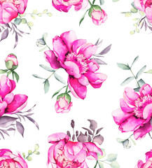 Beautiful pink peonies pattern